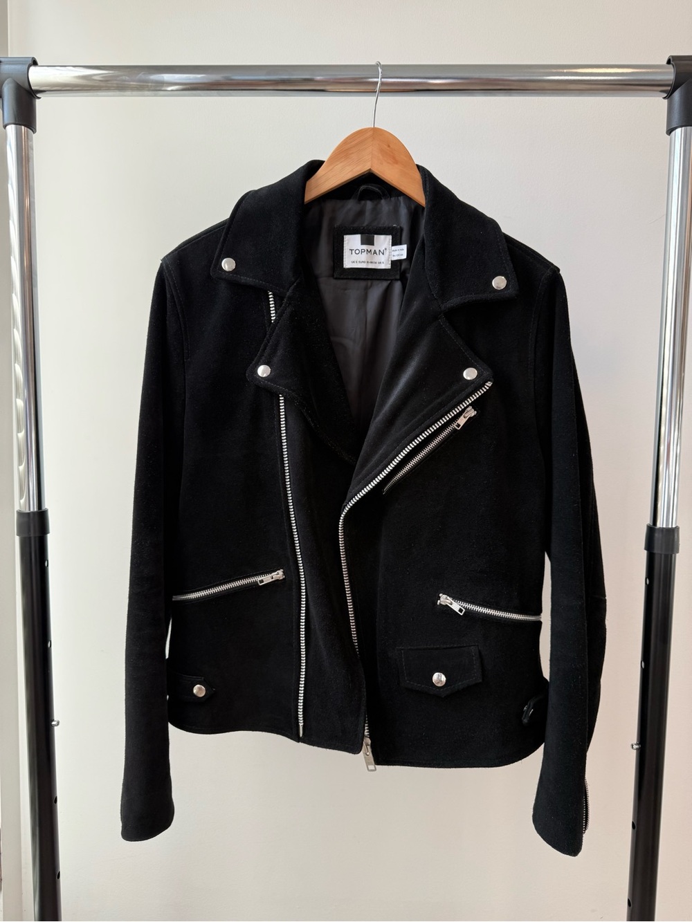 Topman Black Suede Biker Jacket